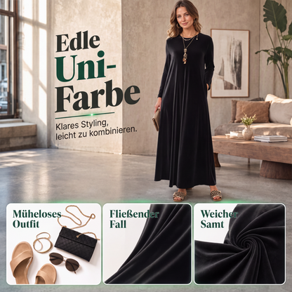 🌸 Maxikleid aus Samt – Leichter Stoff, bequemer Schnitt & zeitloses Design – Ideal für Frühling, Herbst & stilvolle Auftritte