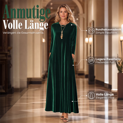 🌸 Maxikleid aus Samt – Leichter Stoff, bequemer Schnitt & zeitloses Design – Ideal für Frühling, Herbst & stilvolle Auftritte