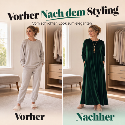 🌸 Maxikleid aus Samt – Leichter Stoff, bequemer Schnitt & zeitloses Design – Ideal für Frühling, Herbst & stilvolle Auftritte