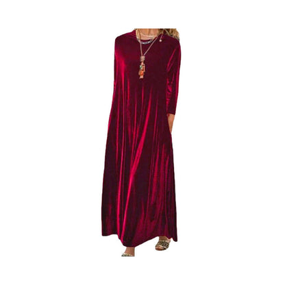 🌸 Maxikleid aus Samt – Leichter Stoff, bequemer Schnitt & zeitloses Design – Ideal für Frühling, Herbst & stilvolle Auftritte