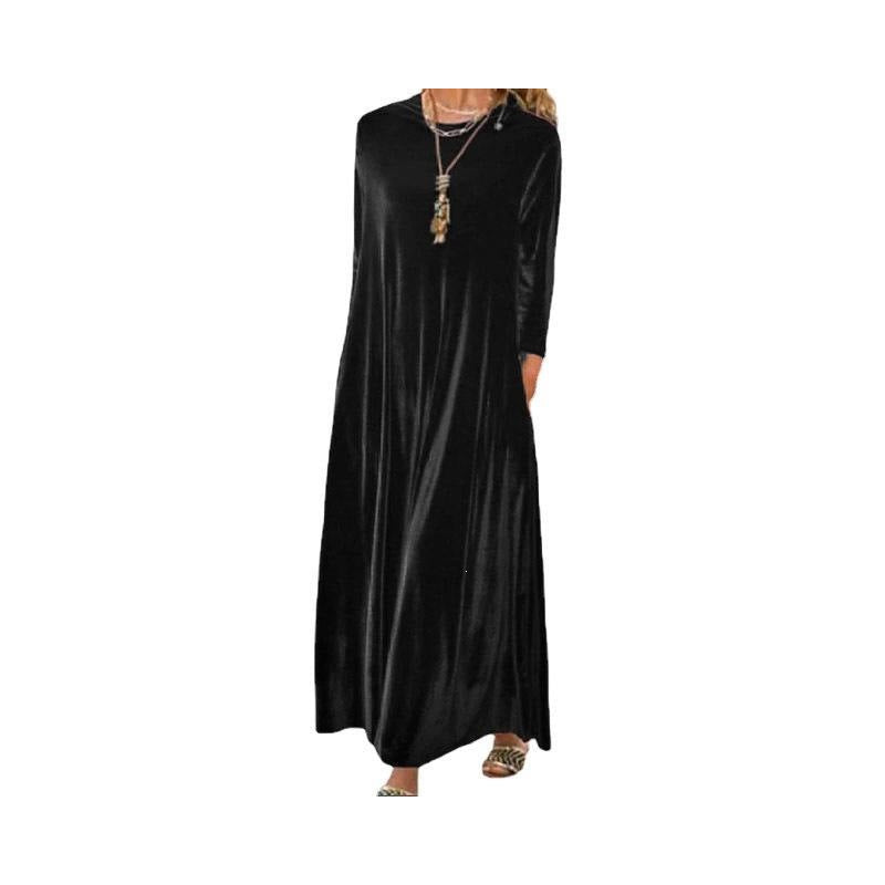 🌸 Maxikleid aus Samt – Leichter Stoff, bequemer Schnitt & zeitloses Design – Ideal für Frühling, Herbst & stilvolle Auftritte