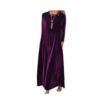 🌸 Maxikleid aus Samt – Leichter Stoff, bequemer Schnitt & zeitloses Design – Ideal für Frühling, Herbst & stilvolle Auftritte
