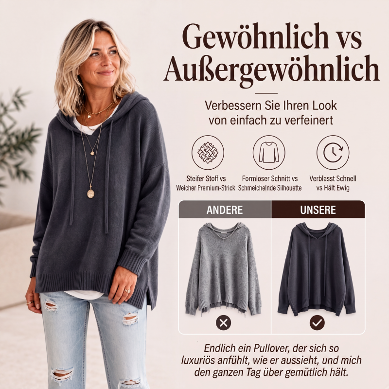 📢📢50%Rabatt!!!🎉✨Legerer Strickpullover mit Kapuze für Damen
