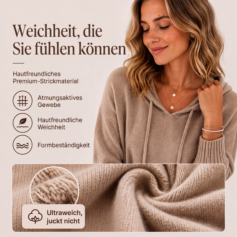 📢📢50%Rabatt!!!🎉✨Legerer Strickpullover mit Kapuze für Damen