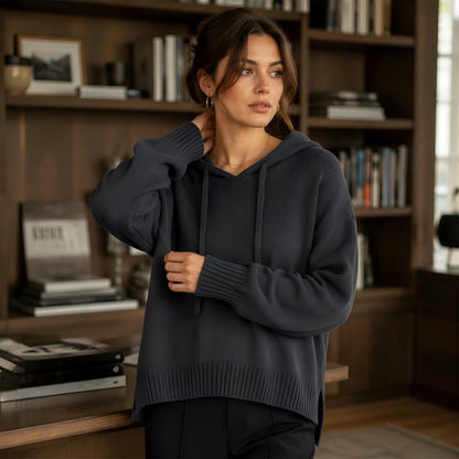 📢📢50%Rabatt!!!🎉✨Legerer Strickpullover mit Kapuze für Damen