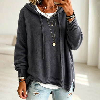 📢📢50%Rabatt!!!🎉✨Legerer Strickpullover mit Kapuze für Damen
