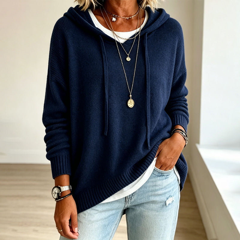 📢📢50%Rabatt!!!🎉✨Legerer Strickpullover mit Kapuze für Damen