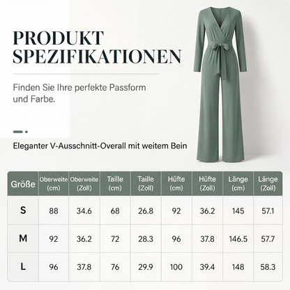 📢📢50%Rabatt!!!🎉✨Langärmeliger V-Ausschnitt-Overall mit Gürtel für Damen – Figurumspielender Schnitt, fließender Stoff & vielseitig kombinierbar – Perfekt für Alltag, Büro & besondere Anlässe
