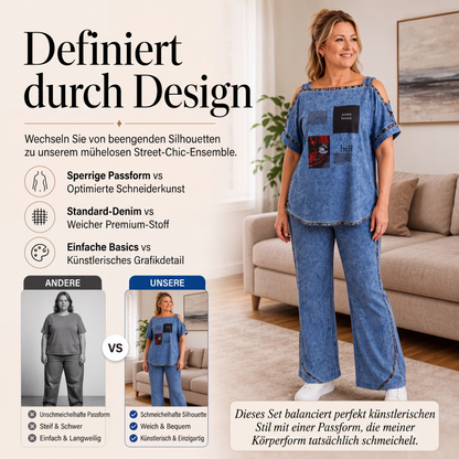 📢📢50%Rabatt!!!🎉✨Schulterfreies Oberteil mit weiter Hose für Damen – Eleganter Look, fließender Stoff & feminine Silhouette – Perfekt für warme Tage & besondere Anlässe