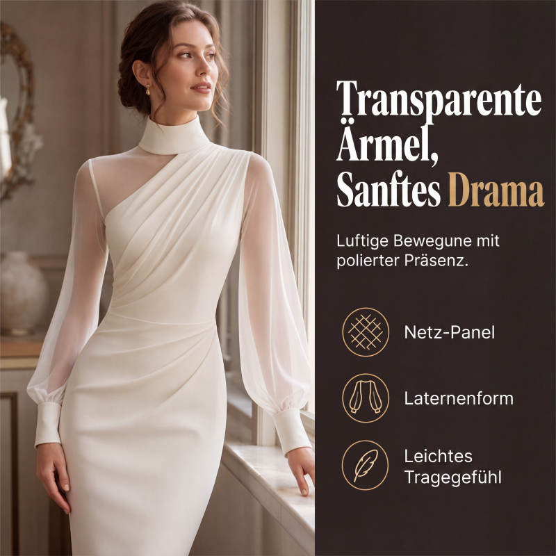 📢📢50%Rabatt!!!🎉✨Damen Bodycon-Kleid aus Netzstoff mit Stehkragen