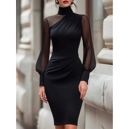 📢📢50%Rabatt!!!🎉✨Damen Bodycon-Kleid aus Netzstoff mit Stehkragen