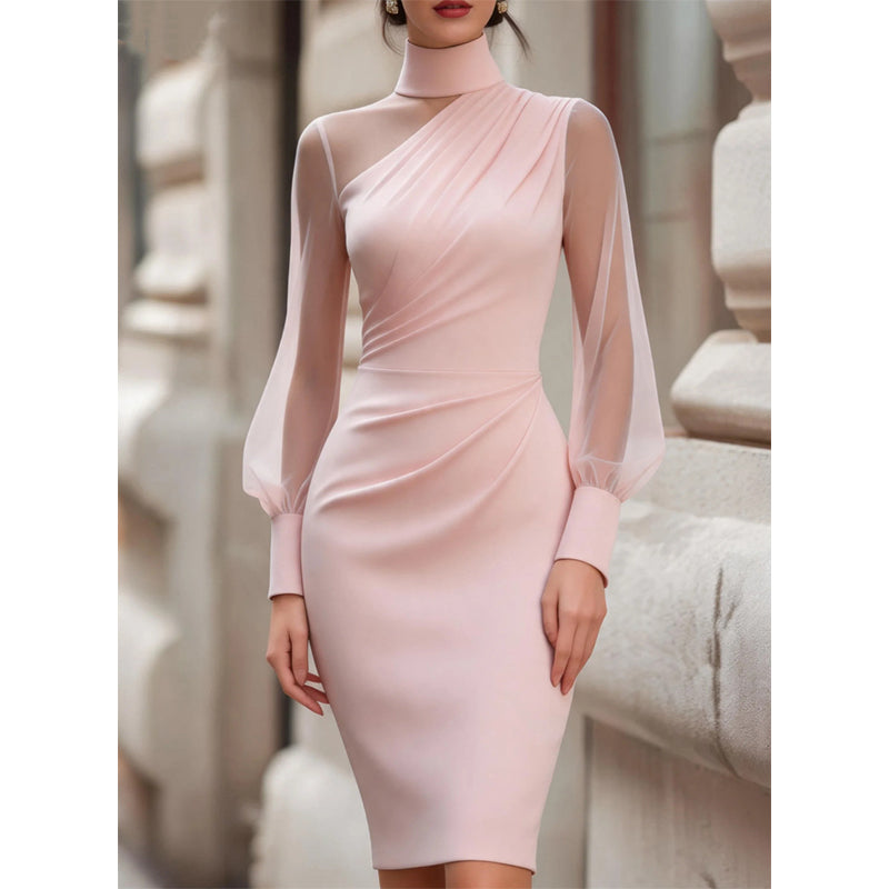 📢📢50%Rabatt!!!🎉✨Damen Bodycon-Kleid aus Netzstoff mit Stehkragen