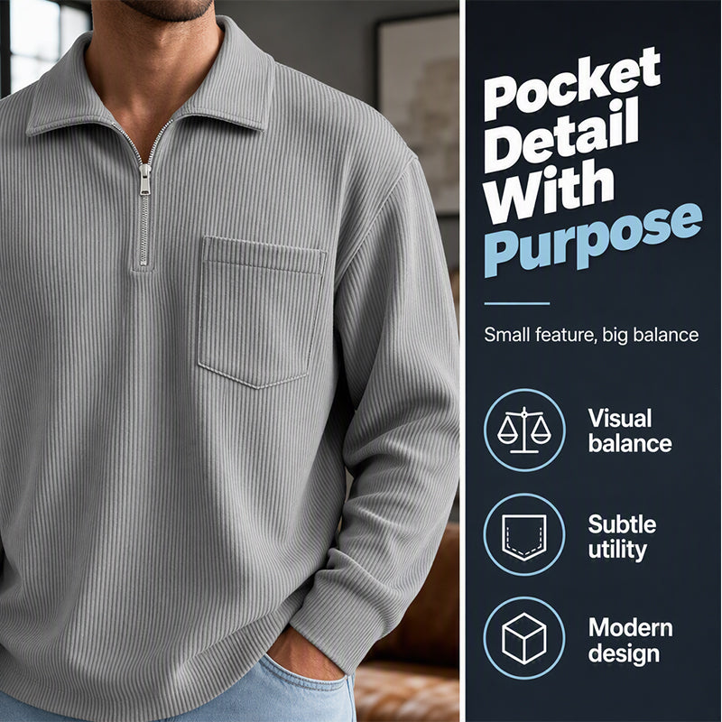 📢📢50%Rabatt!!!🎉✨Men's Casual Ribbed Half Zip Sweater – Figurbetonter Rippstrick, praktischer Reißverschluss & vielseitig kombinierbar – Perfekt für Alltag, Freizeit & kühle Tage