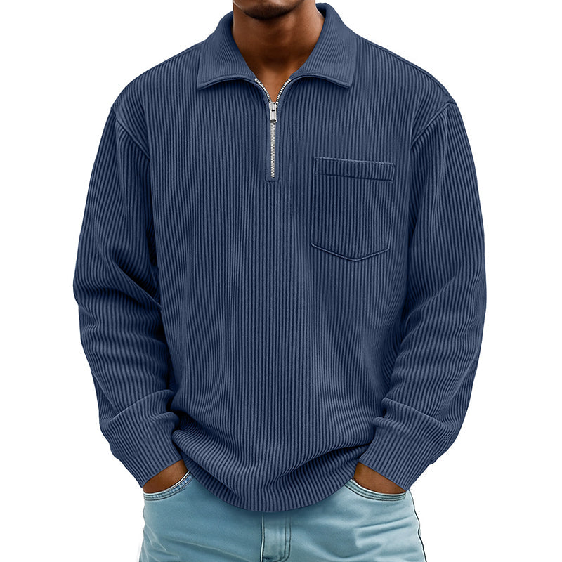 📢📢50%Rabatt!!!🎉✨Men's Casual Ribbed Half Zip Sweater – Figurbetonter Rippstrick, praktischer Reißverschluss & vielseitig kombinierbar – Perfekt für Alltag, Freizeit & kühle Tage