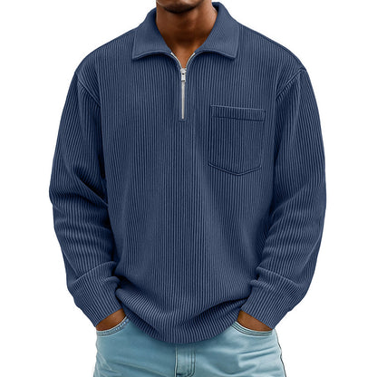 📢📢50%Rabatt!!!🎉✨Men's Casual Ribbed Half Zip Sweater – Figurbetonter Rippstrick, praktischer Reißverschluss & vielseitig kombinierbar – Perfekt für Alltag, Freizeit & kühle Tage