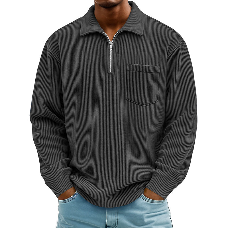 📢📢50%Rabatt!!!🎉✨Men's Casual Ribbed Half Zip Sweater – Figurbetonter Rippstrick, praktischer Reißverschluss & vielseitig kombinierbar – Perfekt für Alltag, Freizeit & kühle Tage