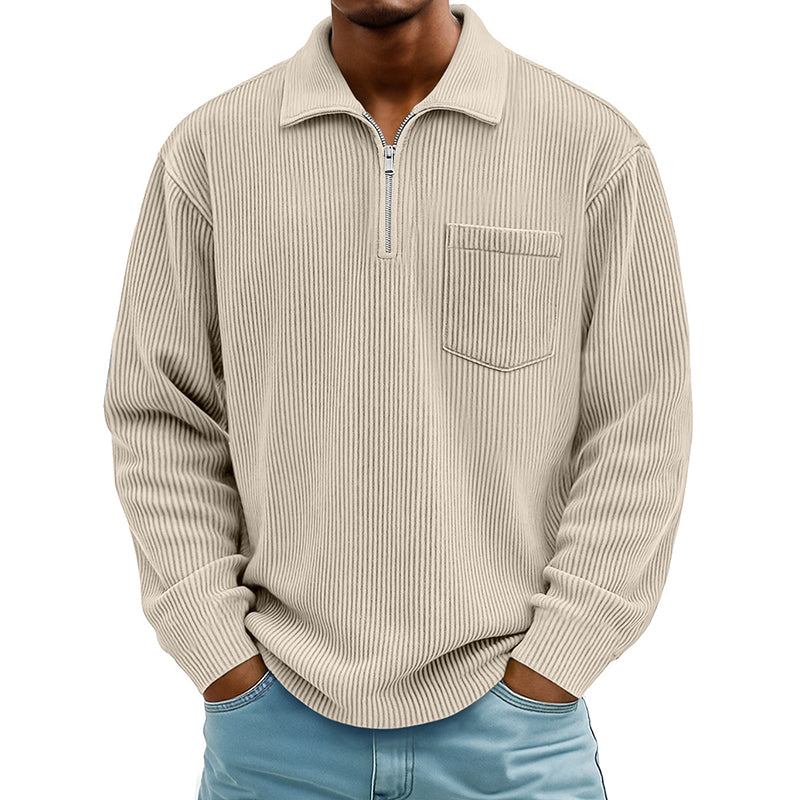 📢📢50%Rabatt!!!🎉✨Men's Casual Ribbed Half Zip Sweater – Figurbetonter Rippstrick, praktischer Reißverschluss & vielseitig kombinierbar – Perfekt für Alltag, Freizeit & kühle Tage