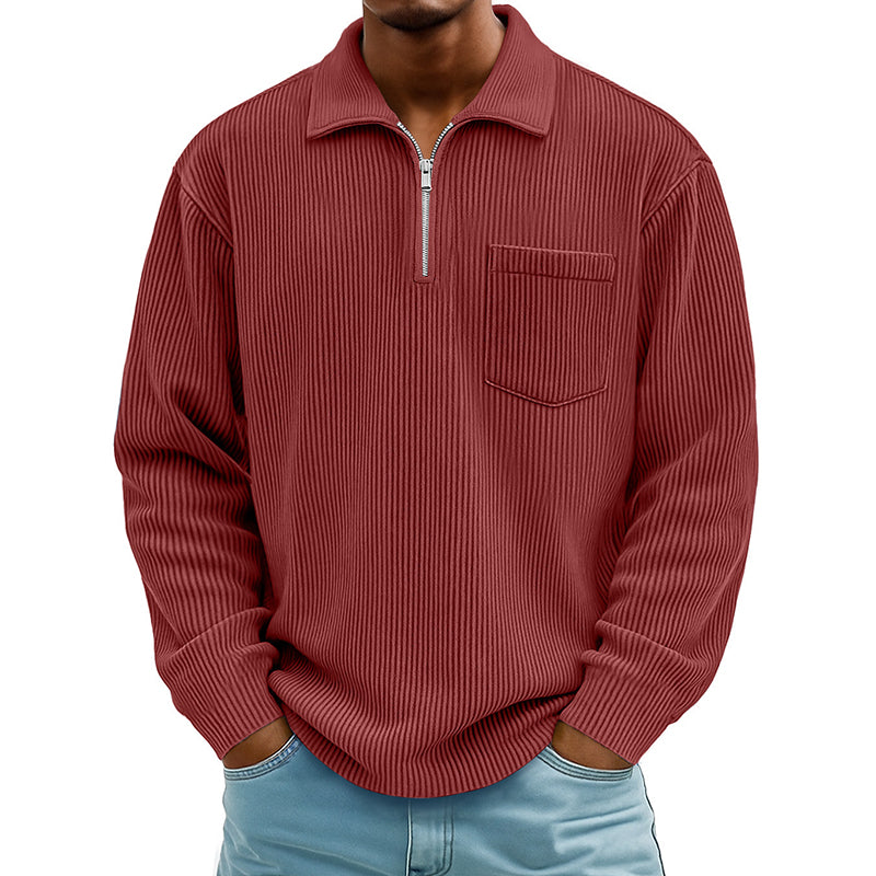 📢📢50%Rabatt!!!🎉✨Men's Casual Ribbed Half Zip Sweater – Figurbetonter Rippstrick, praktischer Reißverschluss & vielseitig kombinierbar – Perfekt für Alltag, Freizeit & kühle Tage