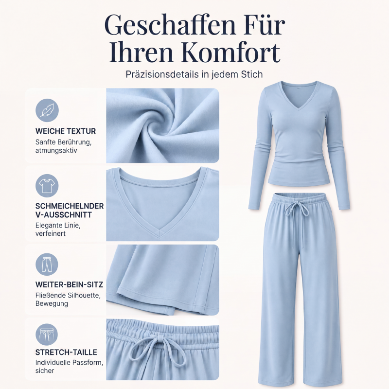 📣📣50%Rabatt!!!🎉✨Set mit V-Ausschnitt-Oberteil & weiter Hose – Leichter Stoff, bequemer Sitz & vielseitig kombinierbar – Perfekt für Frühling, Herbst & entspannte Stunden