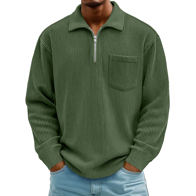 📢📢50%Rabatt!!!🎉✨Men's Casual Ribbed Half Zip Sweater – Figurbetonter Rippstrick, praktischer Reißverschluss & vielseitig kombinierbar – Perfekt für Alltag, Freizeit & kühle Tage