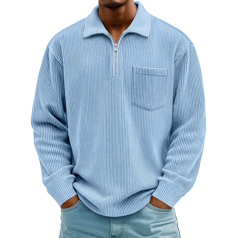 📢📢50%Rabatt!!!🎉✨Men's Casual Ribbed Half Zip Sweater – Figurbetonter Rippstrick, praktischer Reißverschluss & vielseitig kombinierbar – Perfekt für Alltag, Freizeit & kühle Tage