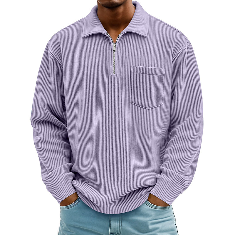 📢📢50%Rabatt!!!🎉✨Men's Casual Ribbed Half Zip Sweater – Figurbetonter Rippstrick, praktischer Reißverschluss & vielseitig kombinierbar – Perfekt für Alltag, Freizeit & kühle Tage