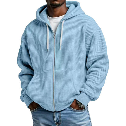 📢📢50%Rabatt!!!🎉✨Herren-Waffelstrick-Kapuzenpullover mit durchgehendem Reißverschluss – Modischer Waffelstrick, praktischer Full-Zip & lässiger Look – Perfekt für Alltag, Freizeit & kühle Tage