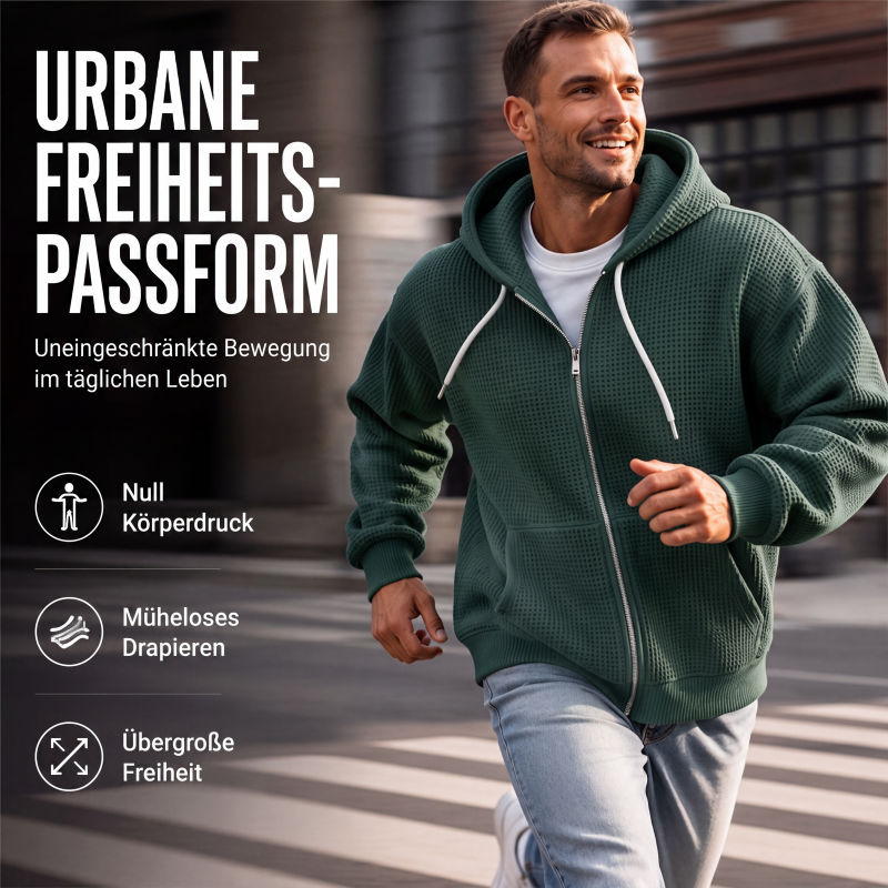 📢📢50%Rabatt!!!🎉✨Herren-Waffelstrick-Kapuzenpullover mit durchgehendem Reißverschluss – Modischer Waffelstrick, praktischer Full-Zip & lässiger Look – Perfekt für Alltag, Freizeit & kühle Tage