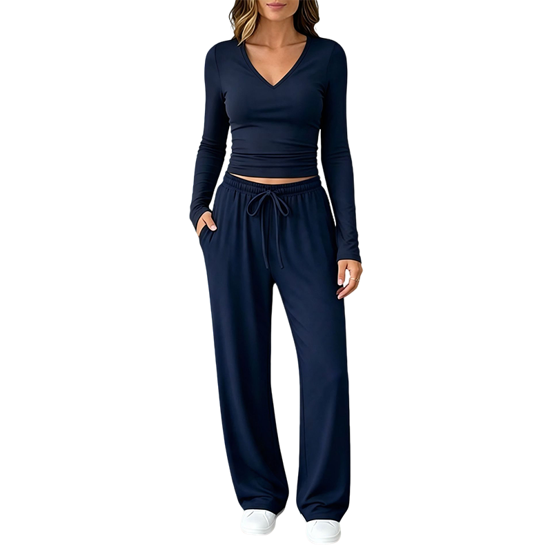 📣📣50%Rabatt!!!🎉✨Set mit V-Ausschnitt-Oberteil & weiter Hose – Leichter Stoff, bequemer Sitz & vielseitig kombinierbar – Perfekt für Frühling, Herbst & entspannte Stunden