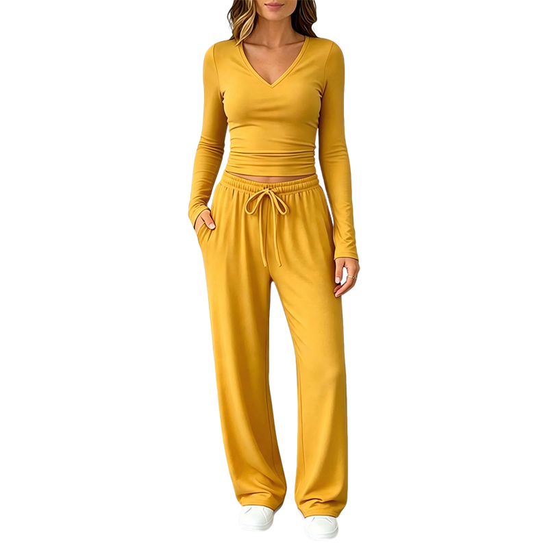 📣📣50%Rabatt!!!🎉✨Set mit V-Ausschnitt-Oberteil & weiter Hose – Leichter Stoff, bequemer Sitz & vielseitig kombinierbar – Perfekt für Frühling, Herbst & entspannte Stunden