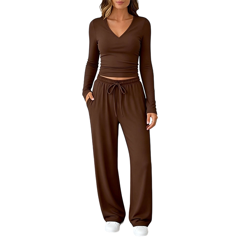📣📣50%Rabatt!!!🎉✨Set mit V-Ausschnitt-Oberteil & weiter Hose – Leichter Stoff, bequemer Sitz & vielseitig kombinierbar – Perfekt für Frühling, Herbst & entspannte Stunden