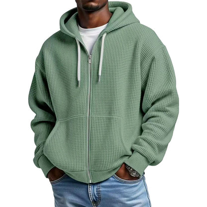 📢📢50%Rabatt!!!🎉✨Herren-Waffelstrick-Kapuzenpullover mit durchgehendem Reißverschluss – Modischer Waffelstrick, praktischer Full-Zip & lässiger Look – Perfekt für Alltag, Freizeit & kühle Tage