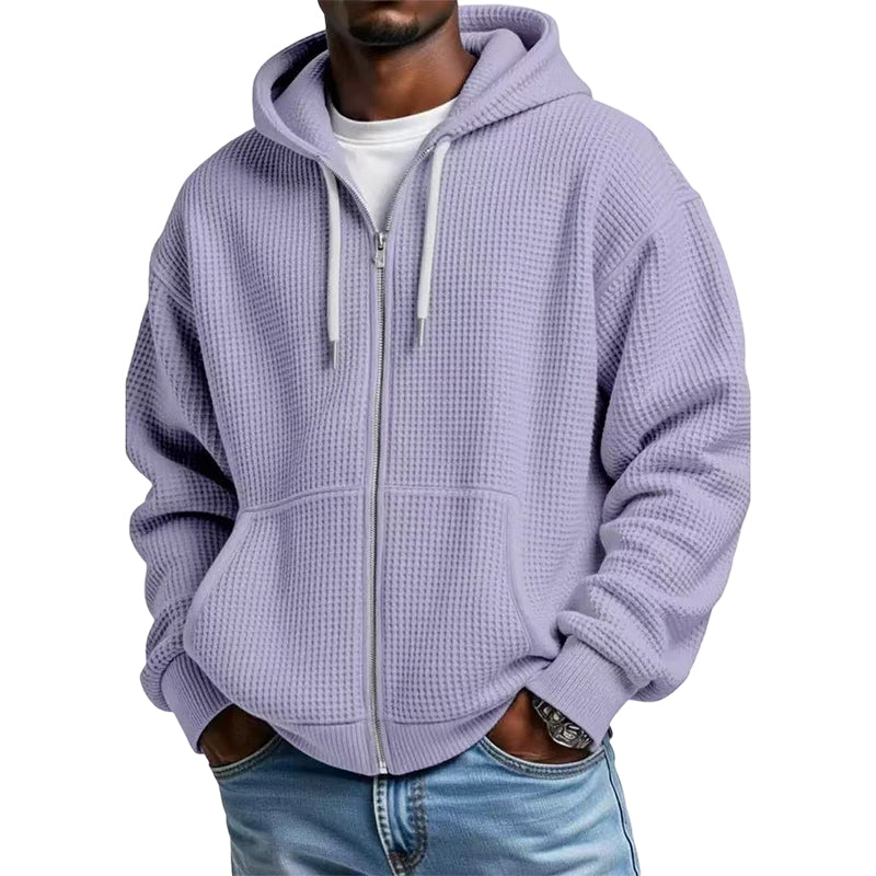 📢📢50%Rabatt!!!🎉✨Herren-Waffelstrick-Kapuzenpullover mit durchgehendem Reißverschluss – Modischer Waffelstrick, praktischer Full-Zip & lässiger Look – Perfekt für Alltag, Freizeit & kühle Tage