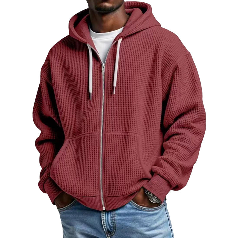 📢📢50%Rabatt!!!🎉✨Herren-Waffelstrick-Kapuzenpullover mit durchgehendem Reißverschluss – Modischer Waffelstrick, praktischer Full-Zip & lässiger Look – Perfekt für Alltag, Freizeit & kühle Tage