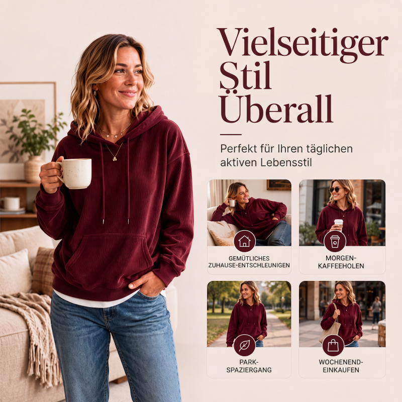 📢📢50%Rabatt!!!🎉✨Damen-Kapuzenpullover aus Cord mit Taschen