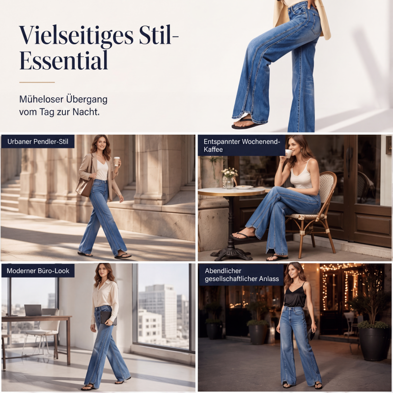 👖💙50 % Rabatt！⭐Weite hochtaillierte Jeans für Damen