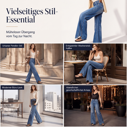 👖💙50 % Rabatt！⭐Weite hochtaillierte Jeans für Damen