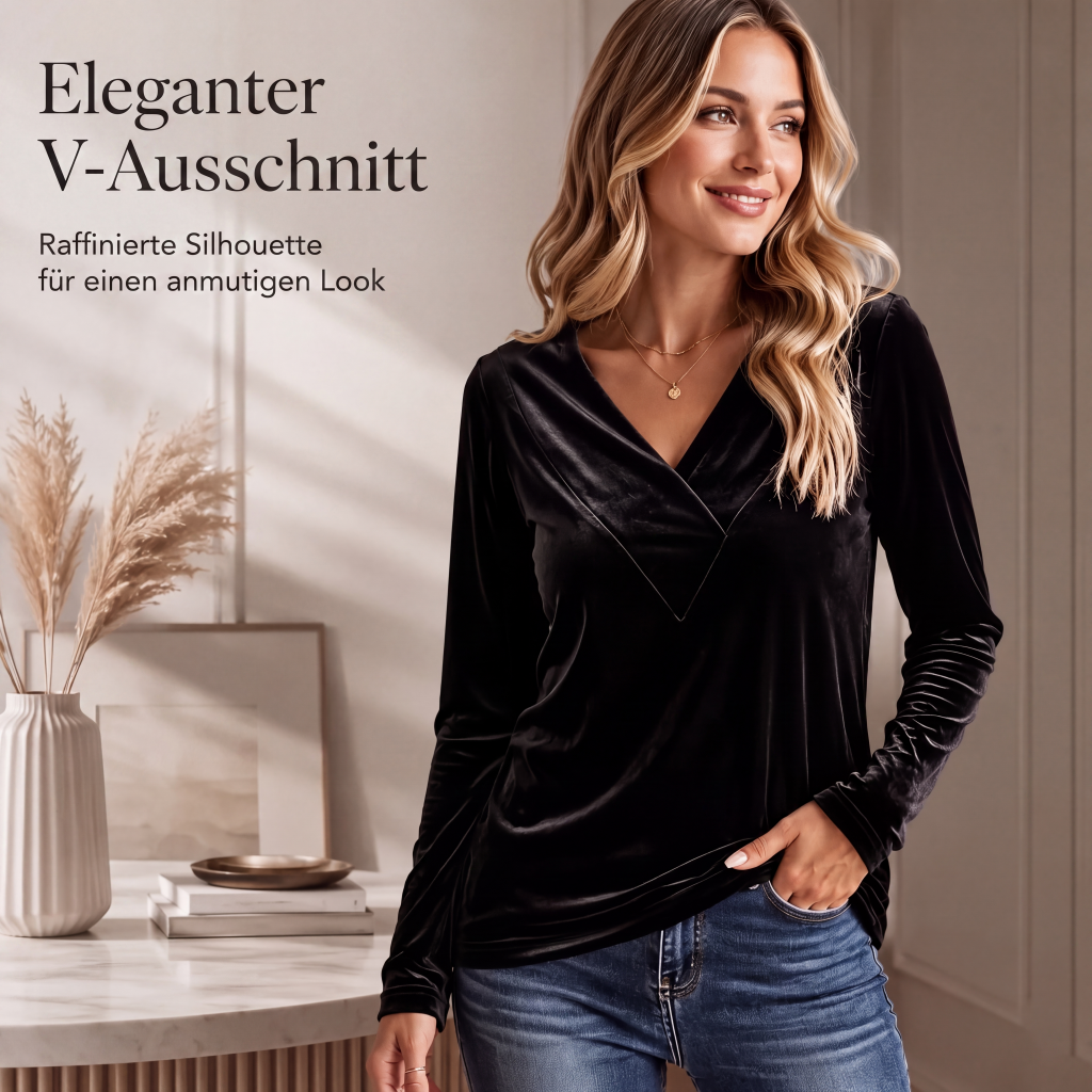 📢📢50%Rabatt!!!🎉✨Lässiges Langarmshirt mit V-Ausschnitt für Damen – Weicher Stoff, bequemer Schnitt & vielseitig kombinierbar