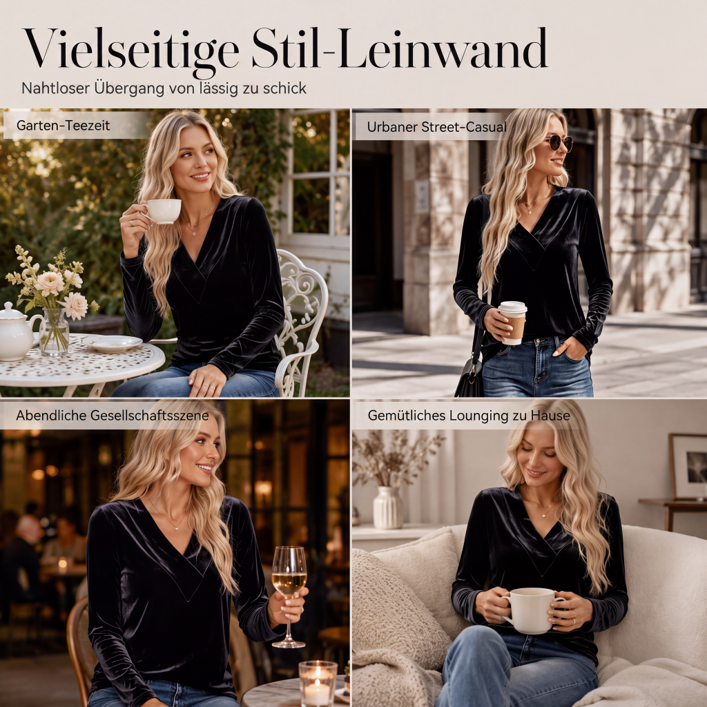 📢📢50%Rabatt!!!🎉✨Lässiges Langarmshirt mit V-Ausschnitt für Damen – Weicher Stoff, bequemer Schnitt & vielseitig kombinierbar