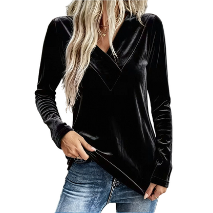 📢📢50%Rabatt!!!🎉✨Lässiges Langarmshirt mit V-Ausschnitt für Damen – Weicher Stoff, bequemer Schnitt & vielseitig kombinierbar