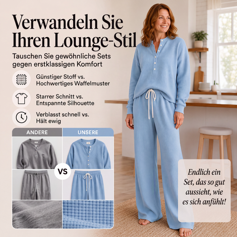 📢📢50%Rabatt!!!🎉✨Waffelstrick-Loungewear-Set für Damen