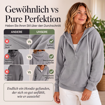 📢📢50%Rabatt!!!🎉✨Damen-Cord-Hoodie mit halber Knopfleiste