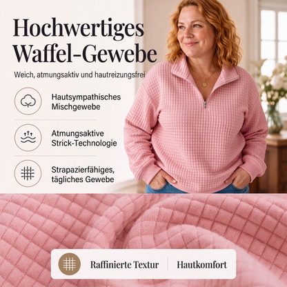 📢📢50%Rabatt!!!🎉✨Damen gestepptes Grid-Sweatshirt mit halbem Reißverschluss
