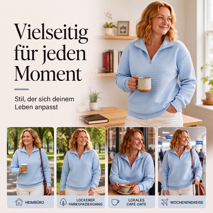 📢📢50%Rabatt!!!🎉✨Damen gestepptes Grid-Sweatshirt mit halbem Reißverschluss