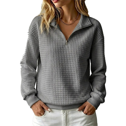 📢📢50%Rabatt!!!🎉✨Damen gestepptes Grid-Sweatshirt mit halbem Reißverschluss