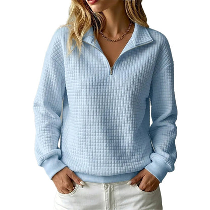 📢📢50%Rabatt!!!🎉✨Damen gestepptes Grid-Sweatshirt mit halbem Reißverschluss