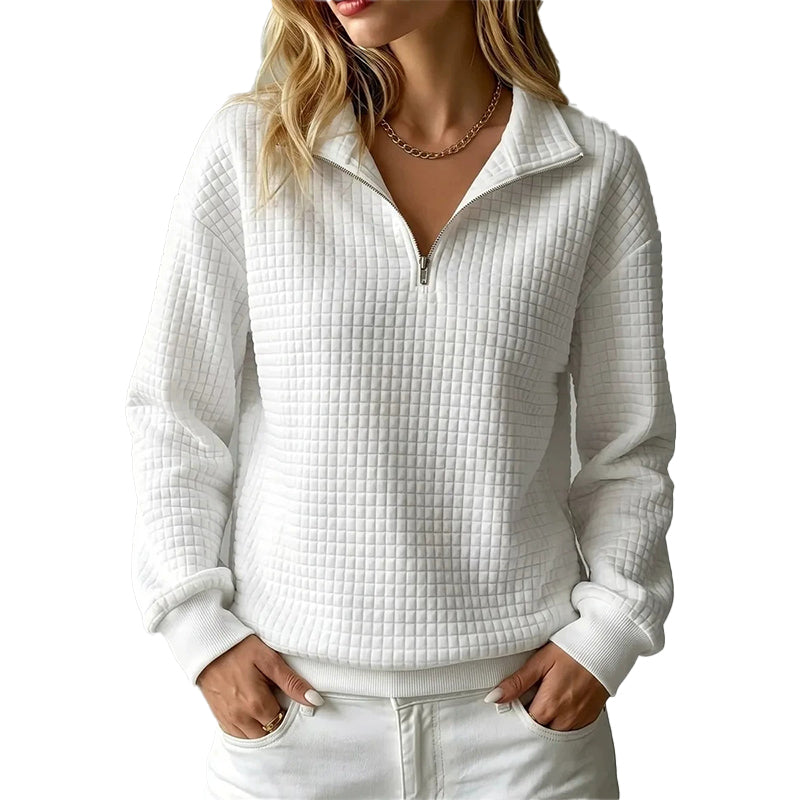 📢📢50%Rabatt!!!🎉✨Damen gestepptes Grid-Sweatshirt mit halbem Reißverschluss