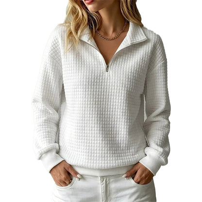 📢📢50%Rabatt!!!🎉✨Damen gestepptes Grid-Sweatshirt mit halbem Reißverschluss