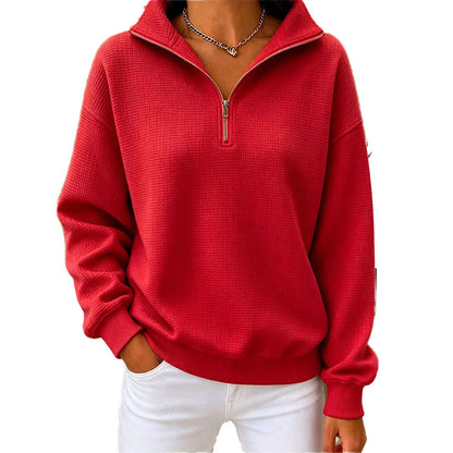 📢📢50%Rabatt!!!🎉✨Damen gestepptes Grid-Sweatshirt mit halbem Reißverschluss