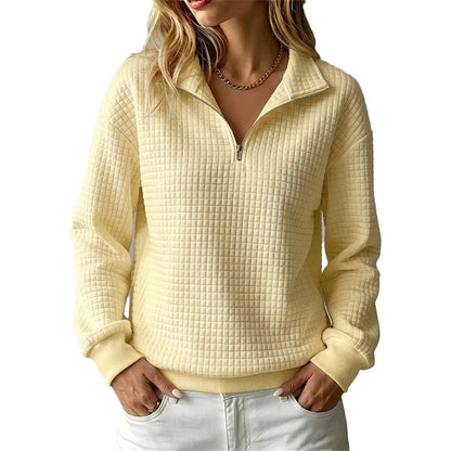 📢📢50%Rabatt!!!🎉✨Damen gestepptes Grid-Sweatshirt mit halbem Reißverschluss